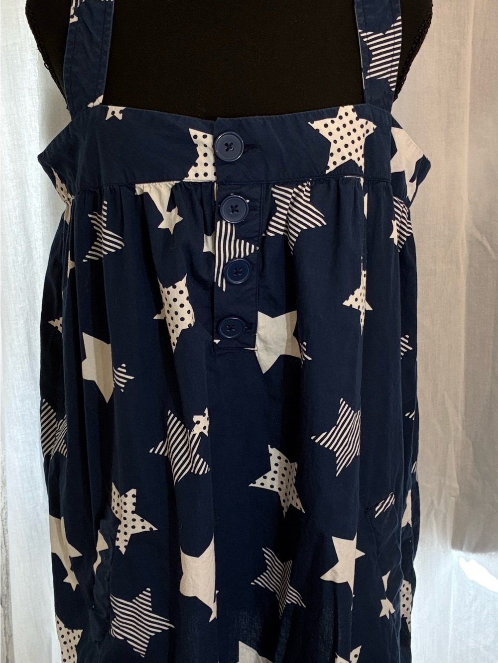 Navy Star Print Button-Front Sundress